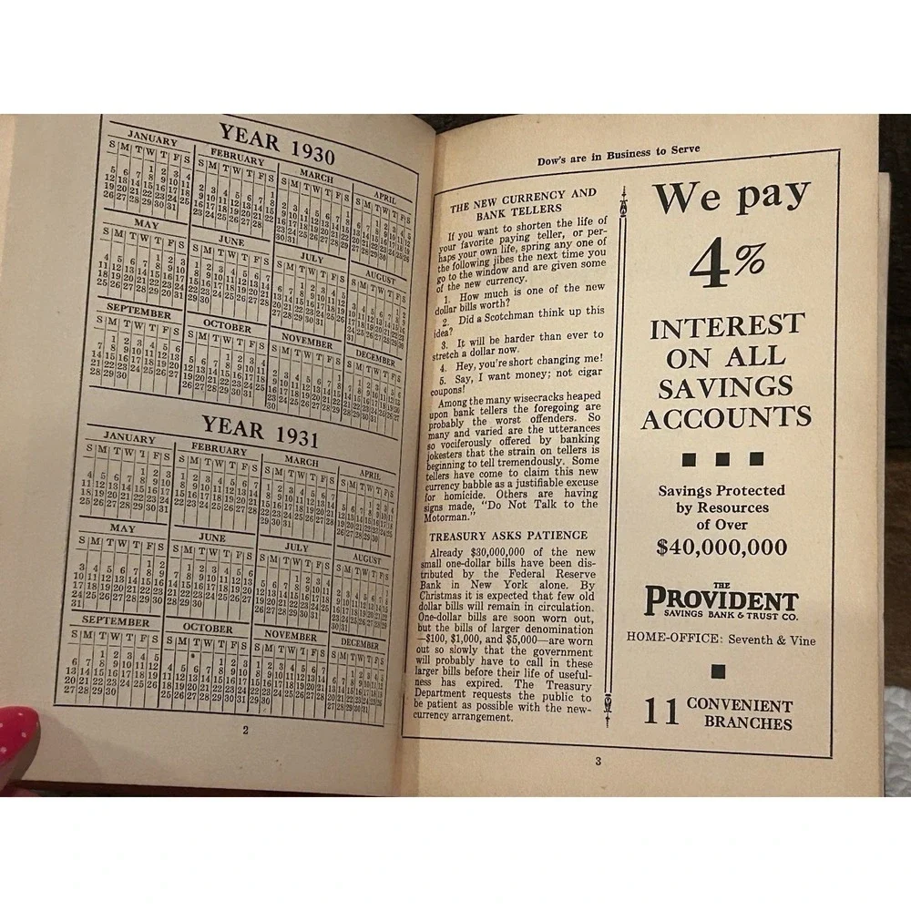 1930‎ Dow Drug Stores Diary Book VTG Book